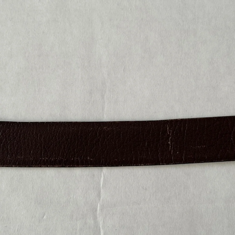 Yves Saint Laurent Reversible Leather Belt Brown Black Silver Buckle 34-85